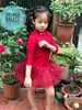 Váy múa đỏ đô nhũ cổ lọ tay lỡ