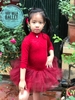 Váy múa đỏ đô nhũ cổ lọ tay lỡ