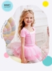 Set áo váy múa đáp ngực tay ngắn hồng