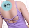 Váy tập múa cotton phối voan 2 dây màu tím
