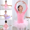Set áo váy múa basic dài tay (hồng, xanh, tím)