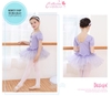 Váy múa ba nơ ngắn tay (tím, hồng)