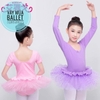 Váy múa bèo xoè dài tay màu hồng