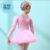 Váy múa ren tutu dài tay (hồng, tím)