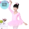 Váy múa phối ren dài tay màu tím, hồng