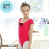 Áo tập múa gân nơ tay ngắn (hồng, xanh, đen, tím)