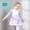 Set áo váy múa nhung cổ điển dài tay (tím, hồng)