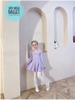 Váy tập múa cotton nơ lưng dài tay hồng