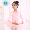 Set áo váy múa V lưng dài tay (xanh, hồng)