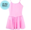 Váy tập múa 2 dây cotton phối voan màu hồng