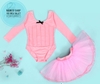 Set váy múa gân nơ đen dài tay (tím, hồng, xanh)