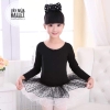 Váy múa basic dài tay màu hồng