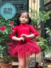 Váy múa đỏ đô nhũ cổ lọ tay lỡ