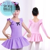 Váy tập múa bèo vai nơ dài tay