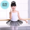 Váy múa 2 dây trắng đen chấm bi