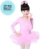 Váy múa basic dài tay màu hồng