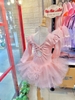 Váy múa tiên dài tay cotton đá hoa bồng