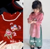 Bộ áo dài nhung thêu kèm vòng