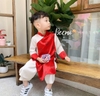 Bộ áo dài lụa đồng xu bé trai Beemo