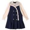Váy khuy phối voan cho bé lớn xanh coban