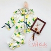 Bộ Pizama lụa nơ cổ tay