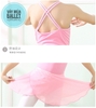 Set áo + chân váy múa buộc dây (hồng, đậm)