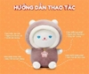 Mèo bông kể chuyện áo mũ nâu mắt xanh size 25cm - Tân Việt