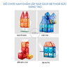 Bộ 100 mảnh xếp hình  nam châm ánh sáng thả bóng - Mideer Magnetic tiles marble run