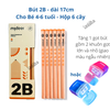 Combo tặng gọt - Bút chì hình tam giác 2B Thick Triangular Pencils - MD0168 (6 cây/1 hộp), hiệu: Mideer