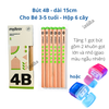 Combo tặng gọt - Bút chì hình tam giác 4B Thick Triangular Pencils - MD0169 (6 cây/1 hộp), hiệu: Mideer
