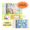 (Set đặc biệt) Bộ gồm 2 cuộn tranh tô màu dài 3 mét kèm 24 màu hữu cơ, 8 màu vân tay và kéo an toàn cho bé - Lalala baby