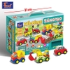 (Hộp xanh lá 010) Đồ chơi Xếp Hình Sáng Tạo Xếp Hình Chi tiết to cho bé từ 18 tháng - Lắp ráp ô tô - Foxi