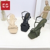 Giày sandal cao gót Erosska thời trang mũi vuông phối dây quai mảnh tinh tế cao 7cm EB028