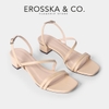Giày sandal cao gót Erosska thời trang mũi vuông quai ngang phối dây mảnh cao 3cm màu trắng - EB031