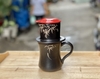 Bộ cafe gốm đen ly eo cao TH
