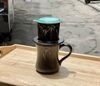 Bộ cafe gốm đen ly eo cao TH