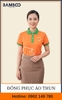 Áo thun đồng phục công sở cam cổ xanh