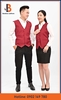 Mẫu Áo Gile Đồng Phục Nam Nữ Màu Đỏ - Bamboo Uniform
