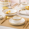 Bộ bát đĩa 32 món trắng viền vàng