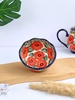Bộ bát đĩa hoa hải đường đỏ vẽ tay xuất Âu