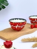 Bộ bát đĩa hoa đào đỏ vẽ tay xuất Âu