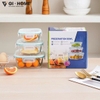 Set 3 Hộp Thủy Tinh Borosilicate Chịu Nhiệt – Nắp Gioăng Silicone Có Lỗ Thoát Hơi