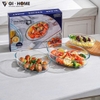 Set 3 Khay Thủy Tinh Borosilicate Chịu Nhiệt GHA812