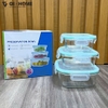 Set 3 Hộp Thủy Tinh Borosilicate Chịu Nhiệt – Nắp Gioăng Silicone Có Lỗ Thoát Hơi