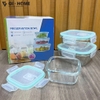 Set 3 Hộp Thủy Tinh Borosilicate Chịu Nhiệt – Nắp Gioăng Silicone Có Lỗ Thoát Hơi
