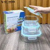 Set 3 Hộp Thủy Tinh Borosilicate Chịu Nhiệt – Nắp Gioăng Silicone Có Lỗ Thoát Hơi
