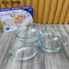 Set 3 Khay Thủy Tinh Borosilicate Chịu Nhiệt GHA812
