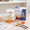 Set 3 Hộp Thủy Tinh Borosilicate Chịu Nhiệt – Nắp Gioăng Silicone Có Lỗ Thoát Hơi