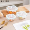 Set 3 Hộp Thủy Tinh Borosilicate Chịu Nhiệt – Nắp Gioăng Silicone Có Lỗ Thoát Hơi