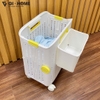 Giỏ Đựng Gấp Gọn Có Bánh Xe - 2 Ngăn - Tặng kèm miếng dán